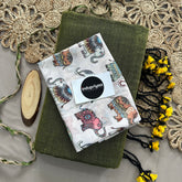 Light Mehndi Handloom Khadi Cotton Saree With Elephant Print Blouse